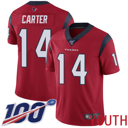 Houston Texans Limited Red Youth DeAndre Carter Alternate Jersey NFL Football 14 100th Season Vapor Untouchable